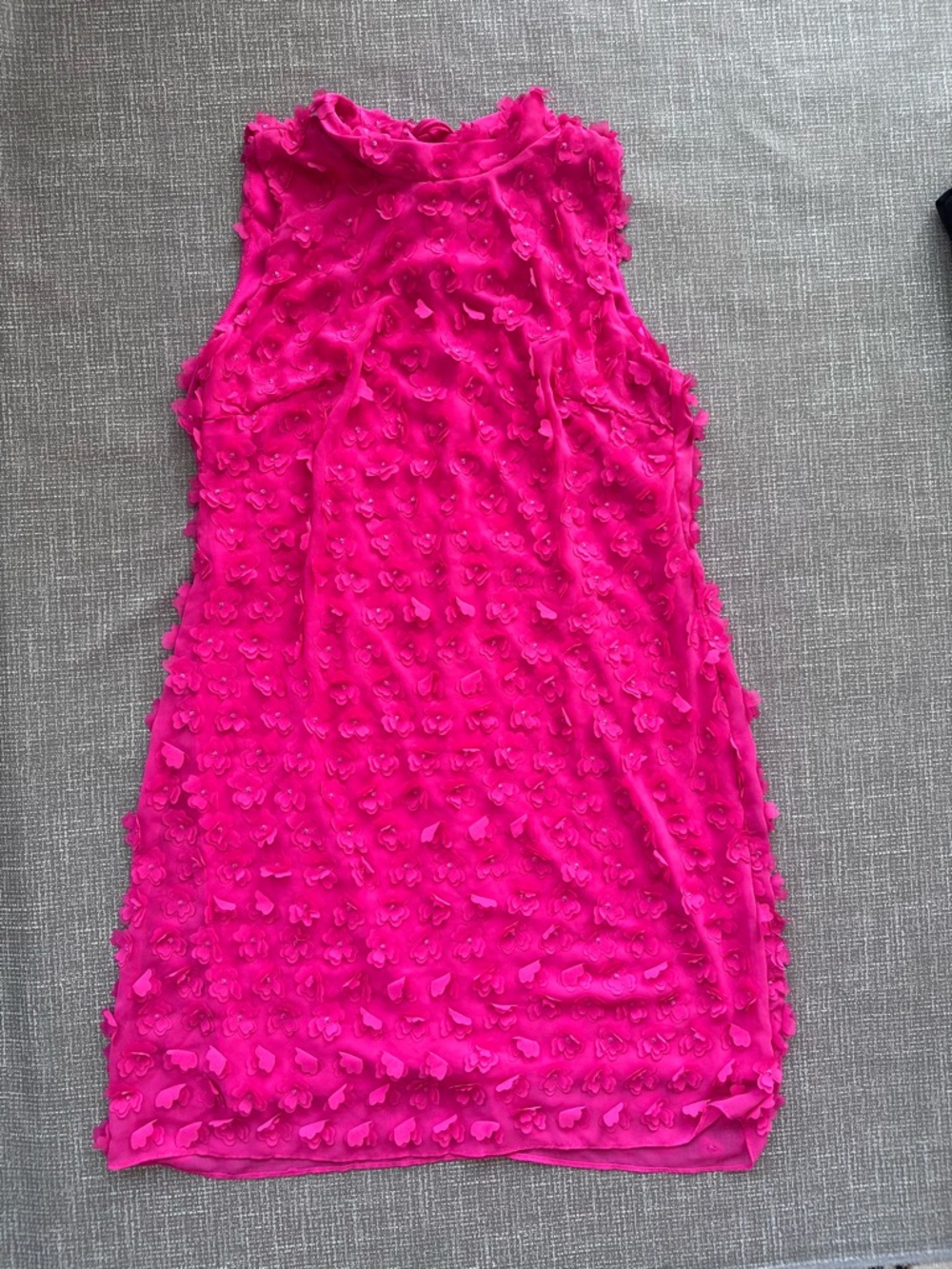 Signature by Robbie Bee Bright Hot Pink Midi 3D Floral Dress